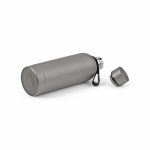 Borraccia termica in acciaio inox riciclato con manico in silicone 490ml color argento quarta vista
