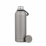 Borraccia termica in acciaio inox riciclato con manico in silicone 490ml color argento seconda vista frontale