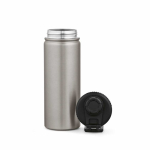 Borraccia termica in acciaio inox riciclato con doppio tappo 500ml color argento seconda vista frontale