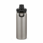 Borraccia termica in acciaio inox riciclato con doppio tappo 500ml color argento vista frontale