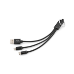 Cavo di ricarica rapida 3 in 1 con connettori e portachiavi in alluminio 10W color nero