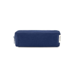 Astuccio multiuso in tela riciclata con zip 270 g/m2 color blu mare vista frontale