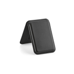 Portacarte magnetico 2 in 1 in pelle vegana con supporto per smartphone color nero