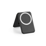 Portacarte magnetico 2 in 1 in pelle vegana con supporto per smartphone color nero seconda vista