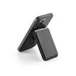 Portacarte magnetico 2 in 1 in pelle vegana con supporto per smartphone color nero quarta vista