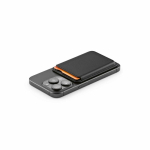 Portacarte magnetico per cellulare in pelle sintetica con clip color nero vista dettaglio