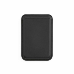 Portacarte magnetico per cellulare in pelle sintetica con clip color nero vista frontale