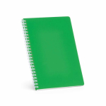 Quaderno A5 con copertina morbida e spirale laterale, pagine a righe color verde