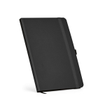 Taccuino A5 in pelle sintetica riciclata con chiusura elastica e pagine a righe color nero