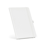 Taccuino A5 in pelle sintetica riciclata con chiusura elastica e pagine a righe color bianco