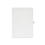 Taccuino A5 in pelle sintetica riciclata con chiusura elastica e pagine a righe color bianco vista frontale