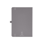 Taccuino A5 in pelle sintetica riciclata con chiusura elastica e pagine a righe color grigio vista posteriore