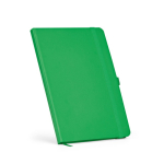 Taccuino A5 in pelle sintetica riciclata con chiusura elastica e pagine a righe color verde