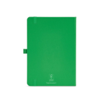 Taccuino A5 in pelle sintetica riciclata con chiusura elastica e pagine a righe color verde vista posteriore