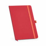 Taccuino ecologico con copertina rigida, tasca interna e pagine rigate A5 color rosso