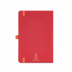 Taccuino ecologico con copertina rigida, tasca interna e pagine rigate A5 color rosso vista posteriore