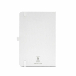 Taccuino ecologico con copertina rigida, tasca interna e pagine rigate A5 color bianco vista posteriore
