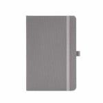 Taccuino ecologico con copertina rigida, tasca interna e pagine rigate A5 color grigio vista frontale
