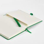 Taccuino ecologico con copertina rigida, tasca interna e pagine rigate A5 color verde vista dettaglio
