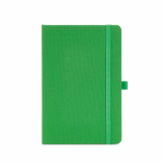 Taccuino ecologico con copertina rigida, tasca interna e pagine rigate A5 color verde vista frontale