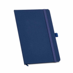 Taccuino ecologico con copertina rigida, tasca interna e pagine rigate A5 color blu mare