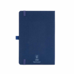 Taccuino ecologico con copertina rigida, tasca interna e pagine rigate A5 color blu mare vista posteriore