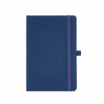Taccuino ecologico con copertina rigida, tasca interna e pagine rigate A5 color blu mare vista frontale