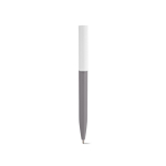 Penna in plastica riciclata dal design ultraleggero e inchiostro blu color grigio vista frontale