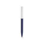Penna in plastica riciclata dal design ultraleggero e inchiostro blu color blu mare vista frontale