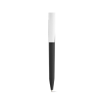 Penna con corpo in plastica riciclata, clip grande e inchiostro blu color nero vista frontale