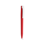 Penna con corpo in plastica riciclata, clip grande e inchiostro blu color rosso