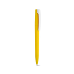 Penna con corpo in plastica riciclata, clip grande e inchiostro blu color giallo