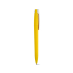 Penna con corpo in plastica riciclata, clip grande e inchiostro blu color giallo seconda vista