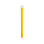 Penna con corpo in plastica riciclata, clip grande e inchiostro blu color giallo vista posteriore
