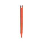 Penna con corpo in plastica riciclata, clip grande e inchiostro blu color arancione vista posteriore