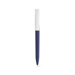 Penna con corpo in plastica riciclata, clip grande e inchiostro blu color blu mare vista frontale