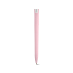 Penna con corpo in plastica riciclata, clip grande e inchiostro blu color rosa chiaro vista posteriore