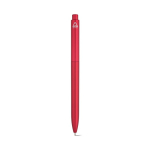 Penna in plastica riciclata con clip rinforzata e inchiostro blu color rosso vista posteriore