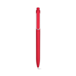 Penna in plastica riciclata con clip rinforzata e inchiostro blu color rosso vista frontale