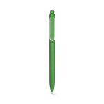 Penna in plastica riciclata con clip rinforzata e inchiostro blu color verde vista frontale
