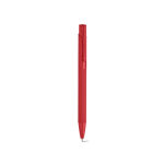 Penna in alluminio riciclato con finitura gommata e inchiostro blu color rosso