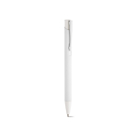 Penna in alluminio riciclato con finitura gommata e inchiostro blu color bianco