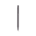 Penna in alluminio riciclato con finitura gommata e inchiostro blu color grigio