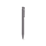 Penna in alluminio riciclato con finitura gommata e inchiostro blu color grigio seconda vista