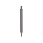 Penna in alluminio riciclato con finitura gommata e inchiostro blu color grigio vista frontale