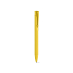 Penna in alluminio riciclato con finitura gommata e inchiostro blu color giallo