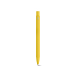 Penna in alluminio riciclato con finitura gommata e inchiostro blu color giallo vista posteriore