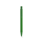 Penna in alluminio riciclato con finitura gommata e inchiostro blu color verde vista frontale