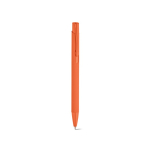 Penna in alluminio riciclato con finitura gommata e inchiostro blu color arancione