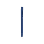 Penna in alluminio riciclato con finitura gommata e inchiostro blu color blu mare